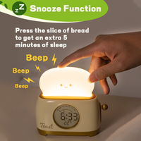 Breadman shape LED Alarm Clock Night Light Digital Clock Desktop Ornament Home Bedroom Bedside Decor with Temperature Display