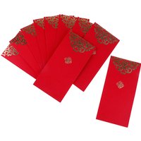 10Pcs Chinese Red Envelopes 2025 New Year Money Packing Bag Gold Stamping Emboss Hongbao Spring Festival Red Packets