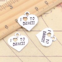 20pcs Charms Heart I Love To Dance 17x17mm Tibetan Silver Color Pendants Antique Jewelry Making DIY Handmade Craft