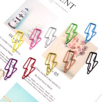 20pcs Lightning Shape Paper Clip Office Stationery Colored Paper Folder File Classification Iron Paper Clip Stationery