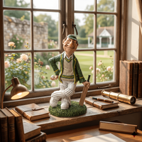 Funny Cricket Player Resin Figurine Whimsical Sports Caricature Ornament for Desk & Shelf Decor Humorous Gift for Men Dad Cricke