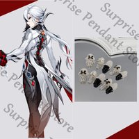 Genshin Impact Game ambitus role concept handmade press-on nails Arlecchino quadratic element High appearance level