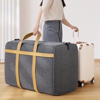 2pcs Oxford Cloth Large Capacity Storage Bag Gray and Red with Reinforced Handles for Clothes