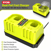 Upgrade Dual Port Double Charger Compatible With Ryobi 18V-20V Li-ion Nickel Battery 100-240V AC Input Equipped EU US UK AU Plug