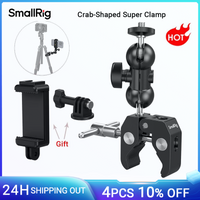 SmallRig Crab-Shaped Super Clamp with Ballhead Magic Arm Load Capacity 1.5kg for Gopro Webcam Camera Phone Monitor & Light -4373