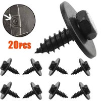 20PCS Car Bumper Fender Fastener Clip Hex Head Self Tapping Screws Car Fender Splashs Seal Guards Rivet Clip Screws Fasteners