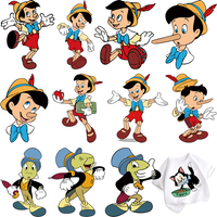 Fairy tale novel Pinocchio custom patches Children's Gift stripes appliques T-shirt Decal Decor heat transfer vinyl
