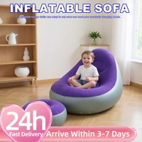 Inflatable Sofa with Footstool & Pump Comfortable Blow Up Air Chair Waterproof Soft Backrest Recliner for Outdoor Travel Camping