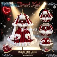 Ensemble de Noël rouge d'hiver Lolita 3 pièces pour femmes, manteau cape doux en peluche patchwork, mini-robe à nœud, costume japonais Y2K, cosplay, fête