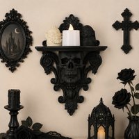 Cross-Border Dark Gothic Skull Carved Wall Shelf for Retro Home Wall Decoration