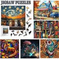 Adult Wooden Puzzle, Library Cat Wooden Puzzle, Unique Animal Shapes, Gifts For Cat Enthusiasts And Friends, Home Decor