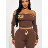 Hot girl fashion trend suit irregular side length pants long sleeved off shoulder women's clothing spring and summer
