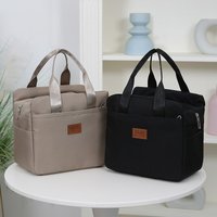 Solid color lunch bag with aluminum foil interior zipper closure, large capacity portable work tote bag, storage bag, handbag