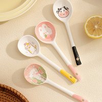 1PC Ceramic Soup Spoon Cereal Spoon Cute Household Tableware Painted Coffee Spoon Jam Spoon Gift Dessert Scoop Kitchenware