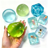 Sea Pool Cube Sensory Toy Green Apple Maltose Jelly Texture Clear Squishy Blocks Slow Rising Soft Squeeze Non-Toxic Relie Stress