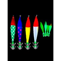 Ackibbik 5pcs Glow Squid Jig Hooks Saltwater Shrimp Fishing Lure Cuttlefish Fishing Accessories Wood Shrimp Octopus Lure Baits