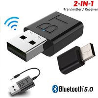 2 In 1 USB Bluetooth 5.0 Receiver Transmitter Car Bluetooth Audio Adapter TV Computer Wireless Bluetooth Converter Plug and Play