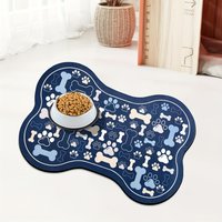 1pc Non-Slip Geometric Fishbone Paw Print Dog Feeding Mat -Pet Food and Water Bowl Pad for Small to Medium Dogs, Easy-to-Clean,