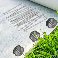 25pcs Heavy-Duty U-Shaped Galvanized Iron Tent Stakes with Washers for Outdoor Tents, Garden Cloth, Landscape Cloth