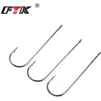 FTK 5-9PCS ABERDEEN Fishing Hook With Eye 4/0#-10# High Carbon Steel Fishhook Barbed Single Carp Hooks Fishing Accessories