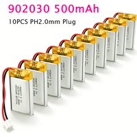 10pcs 902030 Battery 500mAh 3.7V Li Polymer Lithium Batteries Rechargeable for Solar Light DVD Tracker Anti-theft Device GPS Toy