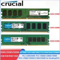 Crucial Memoria DDR4 DDR3 DDR2 2GB 4GB 8GB 16GB 32GB 3200MHz 2666 2133 2400 1866 1600 1333 667 800MHz PC Desktop DIMM RAM Memory