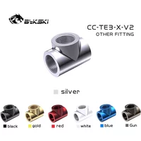 Bykski CC-TE3-X-V2,3-Way Split Fittings G1/4'' T-type Splitter Adapter Female Water Cooling Connector Multi-channel