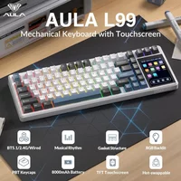 AULA L99 Intelligent Screen Mechanical Keyboard BT Wired Wireless Tri-mode Night Gaming Laptop Keyboard 8000mAh Raindrop Switch