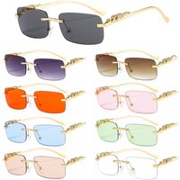 Randlose Rechteck Sonnenbrille Mode Frauen Männer Gepard Dekoration Klare Ozean Objektiv Sonnenbrille Shades UV400 Fahren Brillen