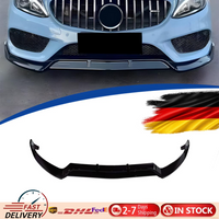 Glänzend Schwarzer 3-teiliger Frontstoßstangen-Spoiler für Mercedes-Benz C-Klasse W205 C180 C200 C250 C260 C300 2015-2018 Brabus-Style Frontsplitter Kinn-Bodykit