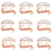 Birthday Tiara Crown and Sash for Women Girls Sweet 13th 16th 21st 30th 40th 50th 60th Birthday Party Decoration Favor Gifts