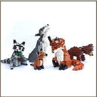 Mocks Building Blocks Assemble Forest Cute Animal Friends Fox Wolf Bear Raccoon Small Model Children's Birthday Christmas GIFTS