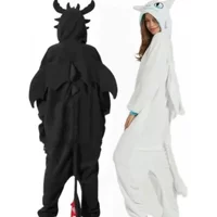 Flannel Cartoon Conjoined Animal Pajamas Tamed Dragon White Dragon Thickened Home Clothes Stitch Pajama Adult Costume Cosplay