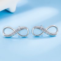 Elegant 925 Sterling Silver Exquisite Infinite Love Zircon Stud Earrings for Women Fashion Party Wedding Accessories Jewelry