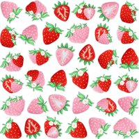 1PCS Cream Strawberry Embroidery Label Clothes Decoration Sweet Strawberry Embroidery Cloth Sticker Heat Transfer Fruit Patch