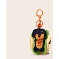 Dachshund Keychain Cute Dachshund Dog Hamburger Keychain Plush Bag Charm Dual-function Accessory Adorable Key Chain