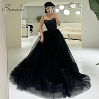 Sondr Black Spaghetti Straps Korean Wedding Dresses Evening Dresses Customized A Line Luxury Party Dresses Girls' Formal Gown