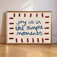 1pc Unframed "Joy Is in The Simple Moments" Canvas Poster, Modern Minimalist Slow Living Wall Art for Living Room, Bedroom Decor