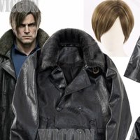 Leon Residenttt 9 Cosplay Dark Coat Leather Jacket Fur Collar Clothes Horro Game Man Suit Halloween Comic Con Festival Outfit