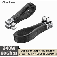 240W USB4 Type-C to Type-CCable 80Gbps 8K@60Hz PD3.1 Fast Charging Short Flexible 90° Angle, for Phones, Tablets & Laptops