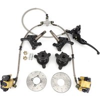 Front Steering Strut Knuckle Spindles With Wheel Hubs & Hydraulic Brake Caliper Kit For 110cc 125cc ATV Quad Go Kart Golf Buggy
