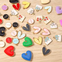 10pcs Cute Mix Colorful Enamel Love Heart Charms Pendants for Making Earrings Necklaces Bracelets DIY Crafts Jewelry Accessories