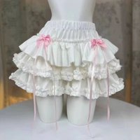 Women Y2K Cutecore Lolita Kawaii Sweet Mini Short High Waist Pleated A-line 2000s Harajuku Ruffle Cake Cute Bow Skirt Clothes