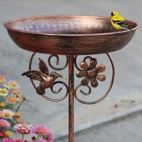 A Dual-Purpose Device That Combines a Bird Bath and Feeder, with a Vintage Copper Color Finish, Weather-Resistant, Suitable for Long-Term Outdoor Use Independent and Stable Structure, Quick Assembly
