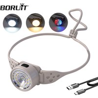 BORUiT lampe frontale LED 300LM XPG + SMD, légère, rechargeable par USB-C, 5 modes, étanche, lanterne pour le camping et la pêche