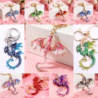 Fantasy Dragon Enamel Keychain Set Wyvern Key Ring Bag Pendant Car Key Accessories Gift