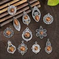 New Arrival Vintage Ethnic Bohemia Stone Setting Pendants for Women Earrings Necklaces Charms for DIY Making Jewelry Accessories