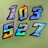 AliExpress NONE 1PC Holographic Carbon Arabic Numbers Motorcycle Sticker Waterproof for Scooter Motorbike Front Fairing Bicycle Vinyl Decals
