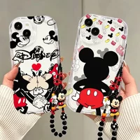 Super Cute Mickey Minnie Mouse Chain Cover For Samsung Galaxy S26 S25 Ultra S24 S23 S22 S21 Ultra Plus FE A57 A56 A17 5G Case