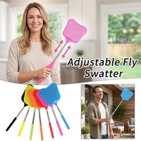 Adjustable Fly Swatter with Extendable Metal Handle Sturdy Plastic Head Comfortable Non-Slip Grip Mosquito Repellent Tools